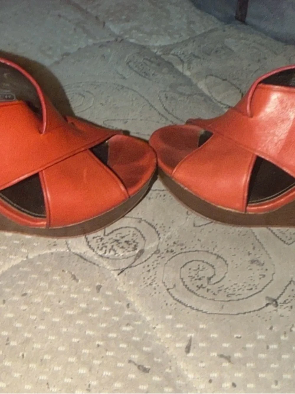 Women's Coach Orange Leather Wedge Sandals - Stylish Platform Heels
